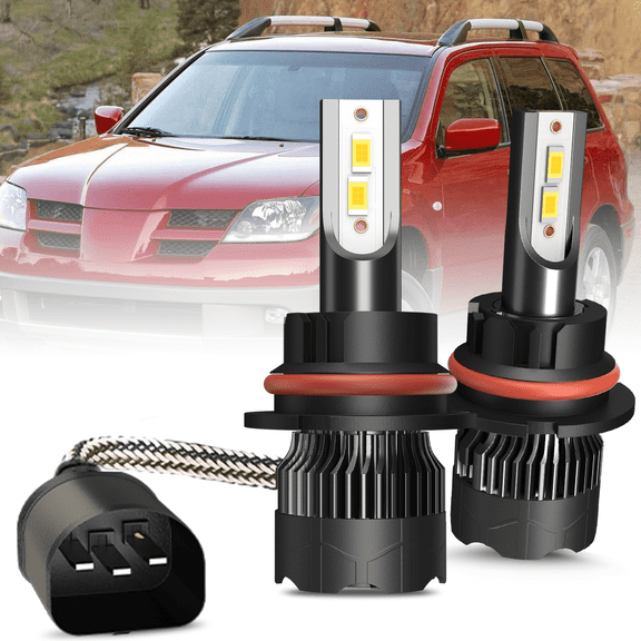 For 2003-2004 Mitsubishi Outlander LED Headlights 9007/HB5 High and Low Beam Bulbs 2pcs