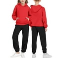 thumbnail image 4 of BRGZLK Boys Clothes 2pcs Solid Color Round Collar Long Sleeve Regular Shoulder Hoodie Sweatshirt and Sweatpants Fall Winter Outfits Red 3-4 Years, 4 of 4