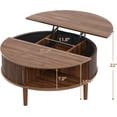 thumbnail image 4 of Round Lift Top Coffee Table, Modern Coffee Table with 180° Curved Sliding Door, Fluted Accent Coffee Tables with Hidden Storage and Open Shelves, for Living Room, Office, Walnut, 4 of 7