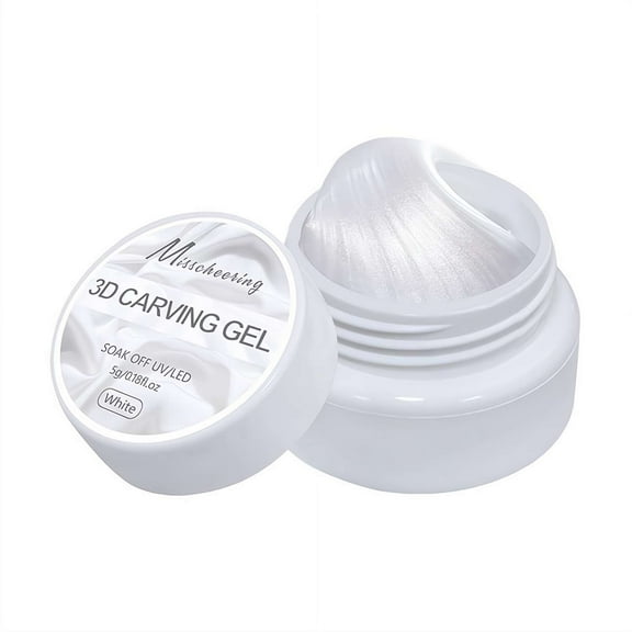 Nail Art Gel, White Pearl Solid Builder Hard Gel, 3D Carving Patterns Decoration Nail Art Sculpture for DIY Manicure