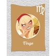 thumbnail image 1 of Zodiac Virgo Tapestry, Cheerful Teenage Cartoon Girl with Biting an Ear of Wheat Happiness Nature, Wall Hanging for Bedroom Living Room Dorm Decor, 40W X 60L Inches, Multicolor, by Ambesonne, 1 of 2
