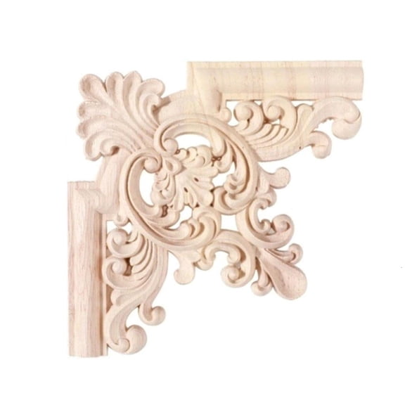 Yammee Solid Wood Cabinet Door Crafted Floral Molding Wall Ceiling Trim Traditional French Design Home Improvement Decoration