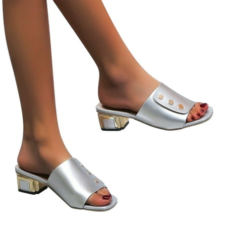 

VerPetridure White Sandals Women Mid-heel Women s Shoes Fashionable And Versatile Thick-heeled Ladies Sandals Outer Wear Fish Mouth Sandals And Slippers