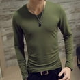 thumbnail image 2 of Lejafay Men Slim Fit Long Sleeve V-Neck T-Shirt Casual Athletic Muscle T Shirts Breathable Army Green XL, 2 of 3