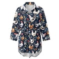 thumbnail image 4 of Xoenoiee Rooster Chicken Flower Print Womens Swimsuit Coverup Shirt Button Down Bathing Suit Cover Ups Beachwear for Beach Pool Vacation Swimming, XL, 4 of 7