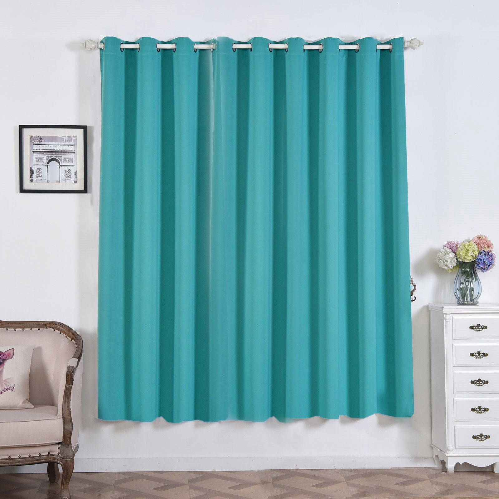 Turquoise Blackout Curtains | 2 Packs | 52 x 84 Inch Grommet Curtains ...