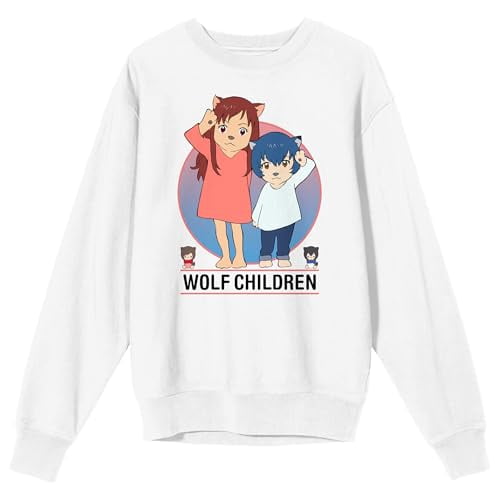 Wolf Children Yuki and Ame Character Art Adult White Crew Neck