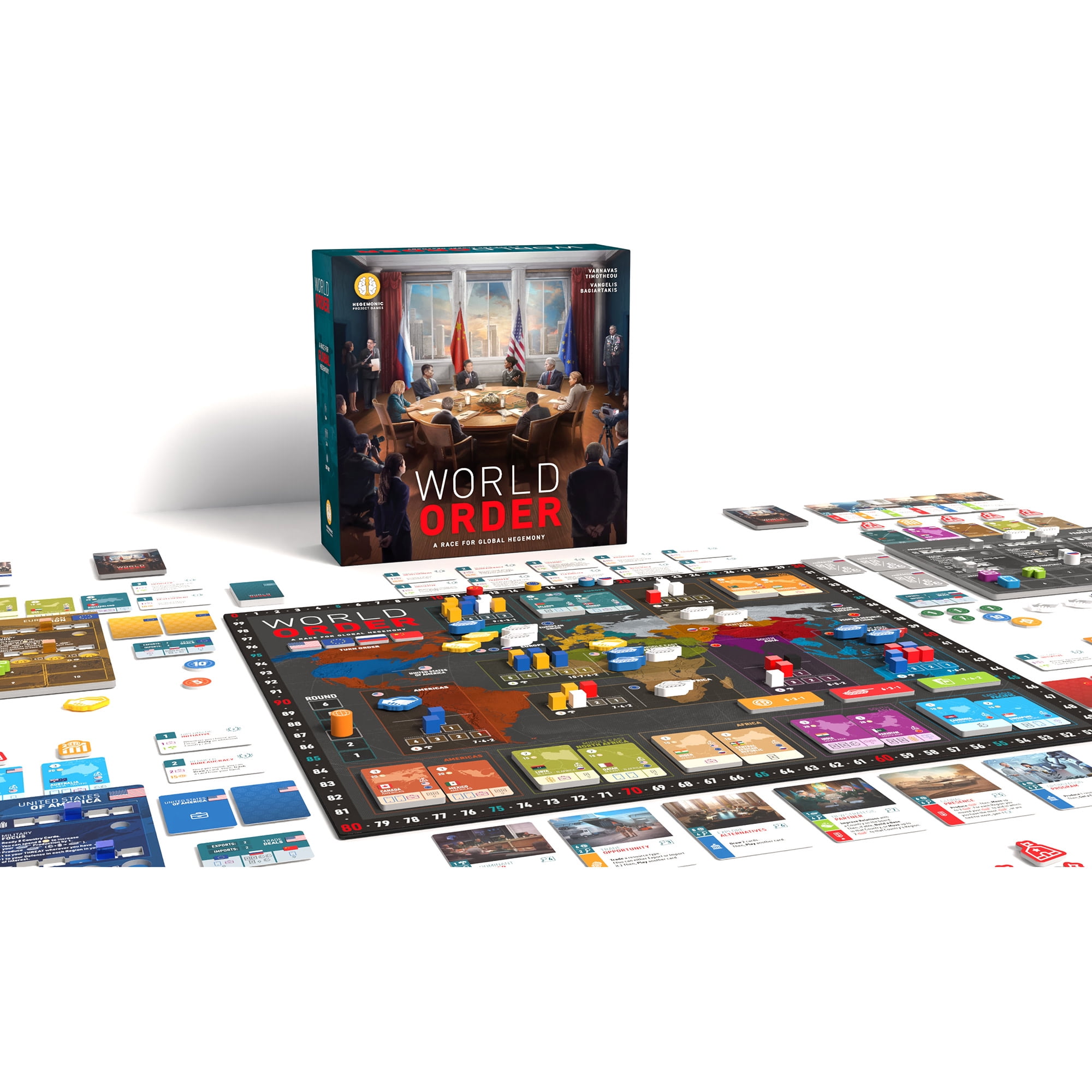 World Order - Political & Economic Events Board Game, Asymmetric Card Driven Play, Global Power Area Control, Deck-Building, Ages 14+, 2-4 Players