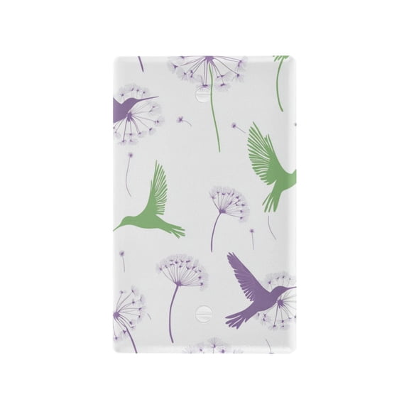 Yayeee Blank Wall Plate Cover 1-Gang 4.5"x2.7" Home Unused Decorative Outlet, Purple Birds