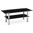 thumbnail image 1 of Hodedah Table Basse en Verre Trempé, Fini Noir, avec Pattes en Acier Inoxydable, 1 of 4