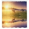 thumbnail image 3 of Ambesonne Animals Shower Curtain, Horse Valley with Lake, 69"Wx75"L, Multicolor, 3 of 3