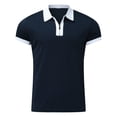 thumbnail image 3 of outfmvch polo shirts for men shirt sleeve turn down zipper collar splice solid polos casual womens tops dark blue, 3 of 8