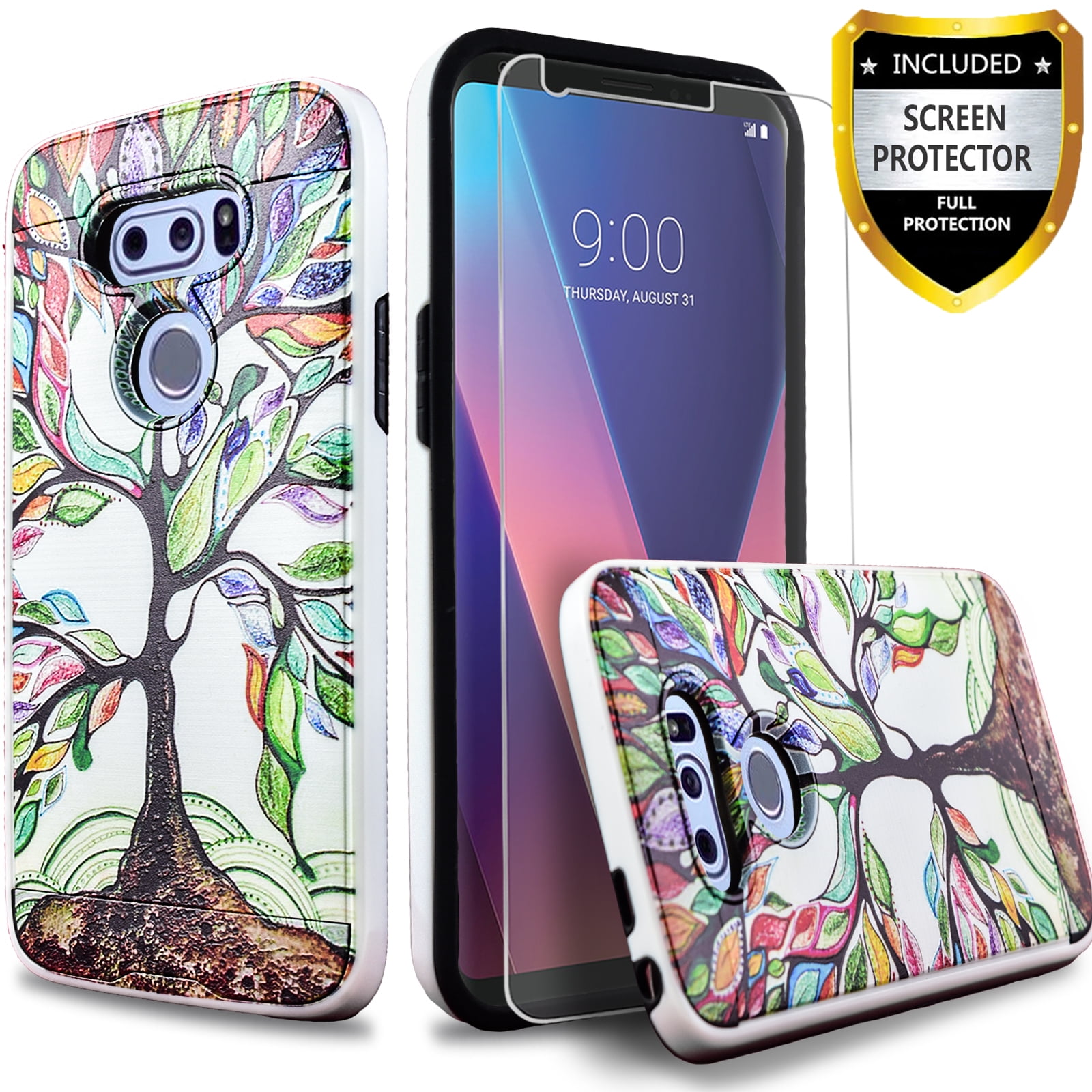LG V30 Case, 2Piece Style Hybrid Shockproof Hard Case Cover Hybird