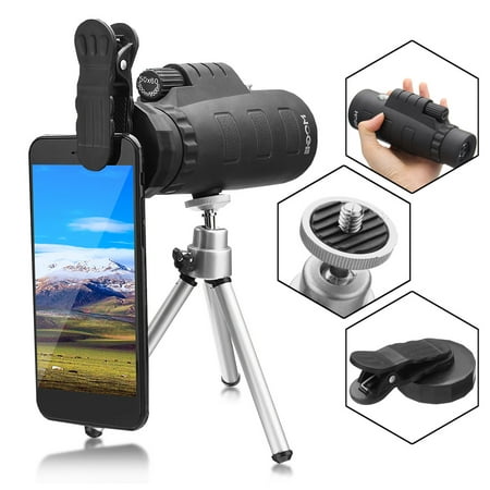 50X Zoom Universal Outdoor Mobile Phone Cellphone Camera Clip-On Monocular Telescope Optical Lens + Tripod + Clip Phone (Best Clip On Phone Lens)