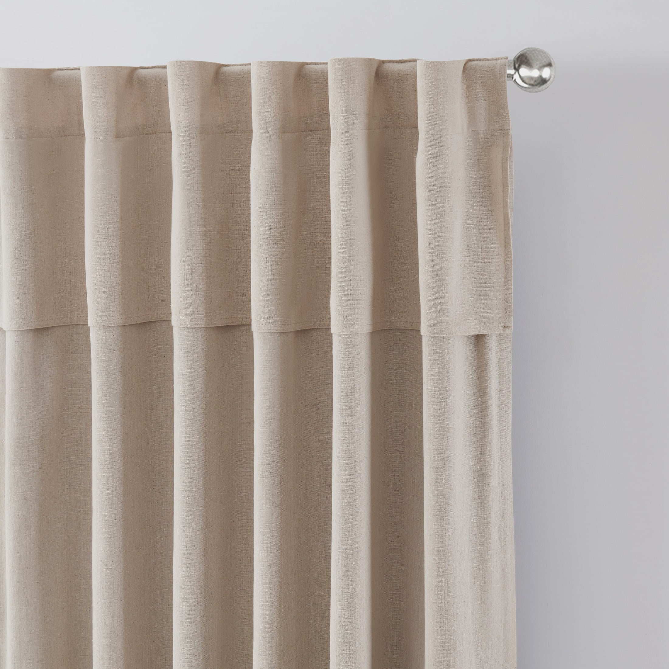 My Texas House Hayden Solid Blackout Back Tab Single Curtain Panel with Valance, Linen, 52" x 86"