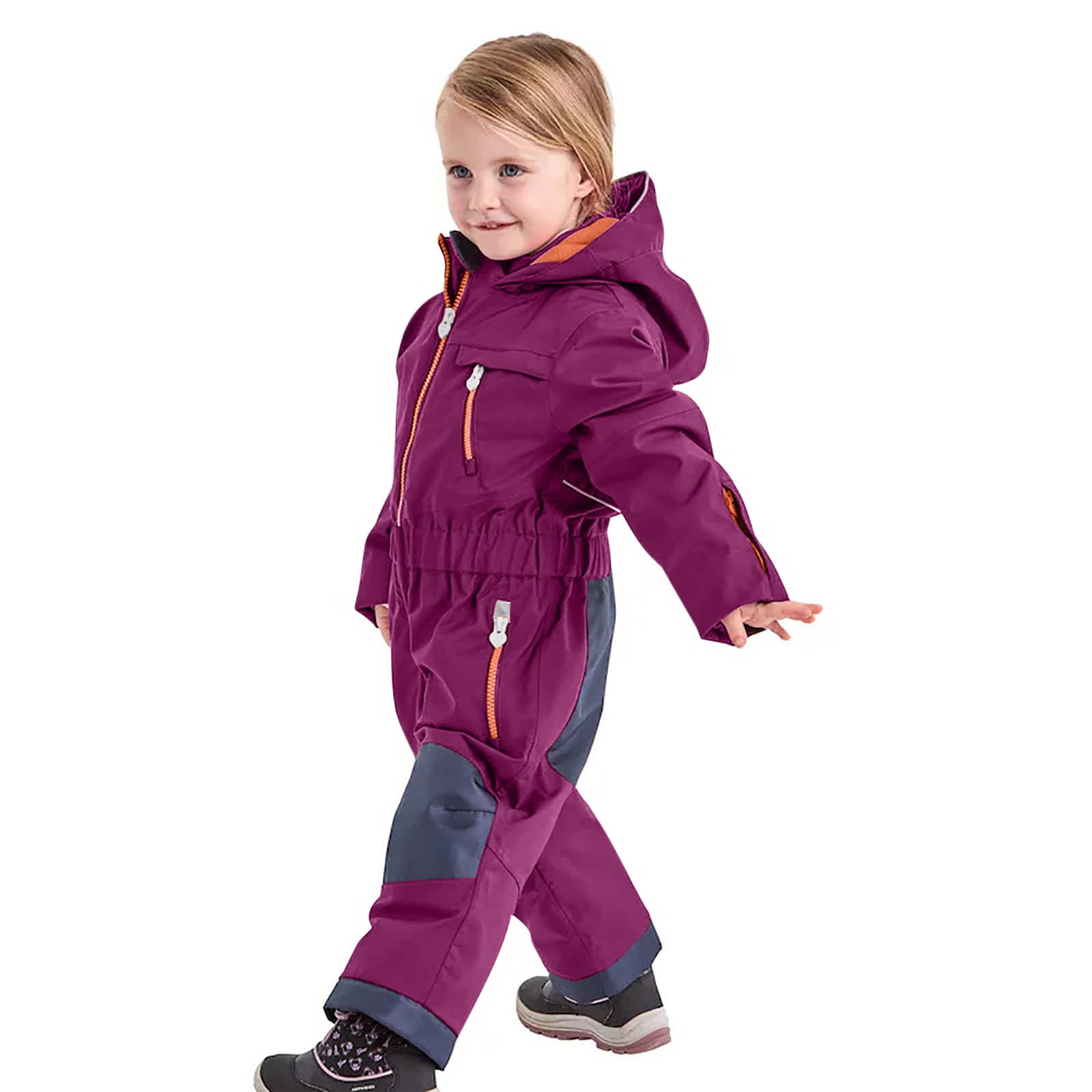 FNFYFH Girls Boys One Piece Snowsuit Waterproof Windproof Ski Snow Hooded Coveralls Winter Outdoor Jumpsuits