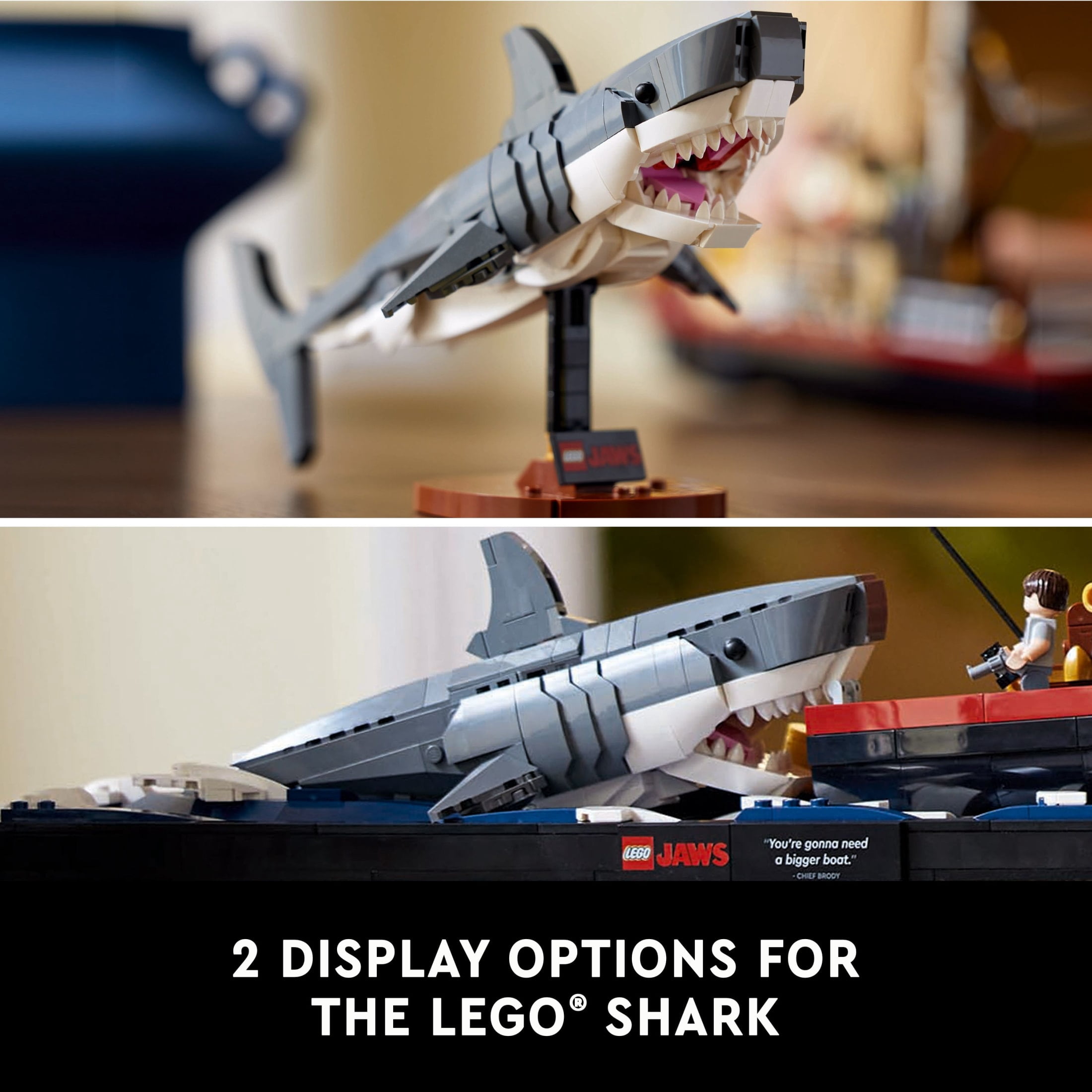 LEGO Ideas Jaws Set - Diorama Kit for Fans of The Classic Movie - Fathers Day Gift - Orca Boat and Chief Brody, Hooper and Quint Minifigures - 21350