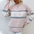 thumbnail image 3 of Women's Knitwear Christmas Snowflakes Half Turtleneck Christmas Sweater, Festive and Warm, Perfect for Holiday Parties and Winter Celebrations,Pink,M, 3 of 6