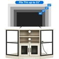 thumbnail image 5 of Dextrus Farmhouse Corner TV Stand for TVs up to 55 inch with Power Outlet, Wood Entertainment Center, TV Media Console with Storage, White Oak, 5 of 8