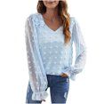 thumbnail image 1 of Moda mujer cuello en V ahueca hacia fuera la camiseta de manga larga otoño blusa sólida Tops Fridja hkj3732, 1 of 8