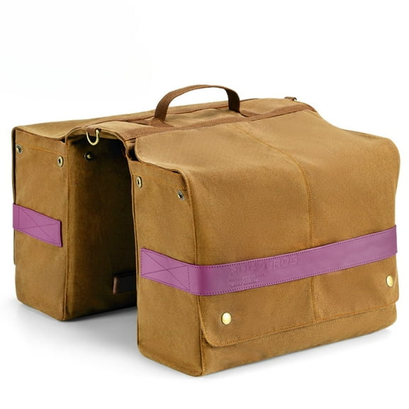 ROCKBROS Retro Bicycle Travel Saddle Panniers,27L Rear Rack Expandable Double Bicycle Vintage Trunk Bag