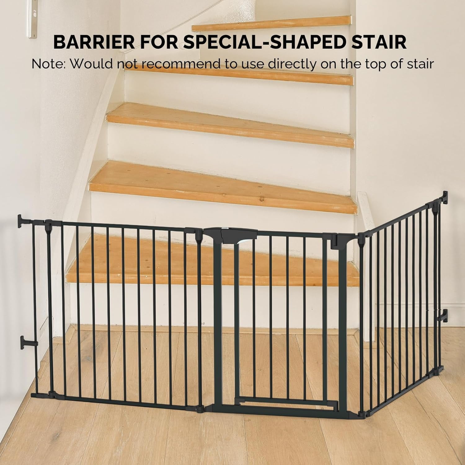 120 Inches Wide Configurable Baby Gate, Fireplace Safety Fence/Guard, Adjustable 5-Panel Metal Play Yard for Toddler/Pet/Dog, Christmas Tree Fence, Includes 4 Pack of Wall Mounts, Black