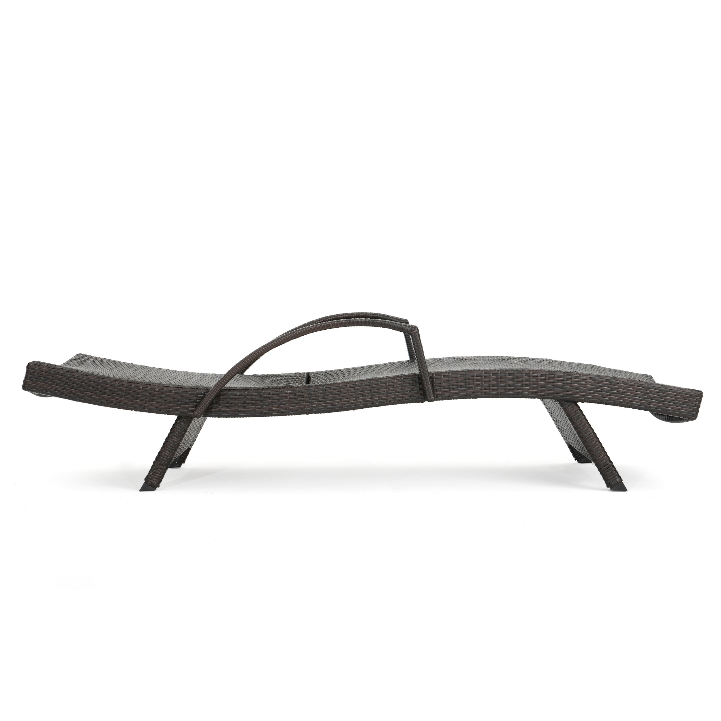 Anthony Outdoor Wicker Adjustable Chaise Lounge with Arms and Cushion, Set of 2, Multibrown, Ivory