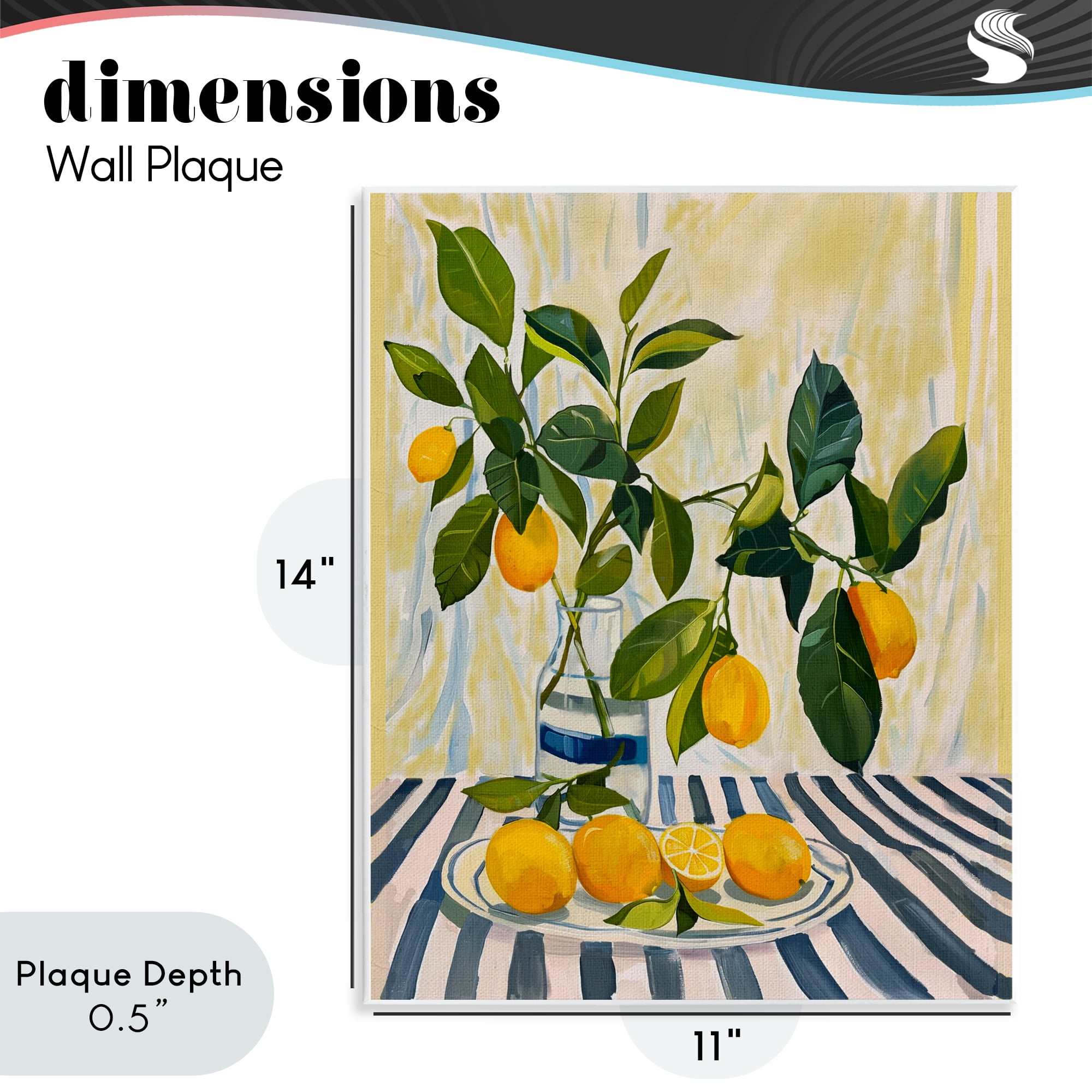 Stupell Industries Lemons on Striped Tablecloth Wall Plaque Art, design by Yen