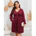 thumbnail image 4 of Yesfashion Women's Plus Size V-Neck Long Sleeve Dress with Pockets – Casual Flowy Maxi Dress for Everyday Wear, 4 of 9