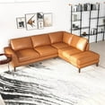 thumbnail image 3 of Allora Mid-Century L-Shaped Tight Back Leather Right-Facing Sectional in Tan, 3 of 5