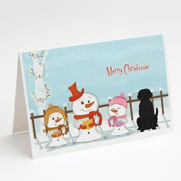Merry Christmas Carolers Black Labrador Greeting Cards and Envelopes Pack of 8