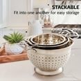 thumbnail image 4 of OVENTE Premium Stainless Steel Colander Set of 3 with Comfortable Large Handles, 1.5, 3, 5 Quarts Essential Kitchen Strainer for Draining Spaghetti Pasta, Rinsing Vegetables or Fruits, Silver C46263S, 4 of 11