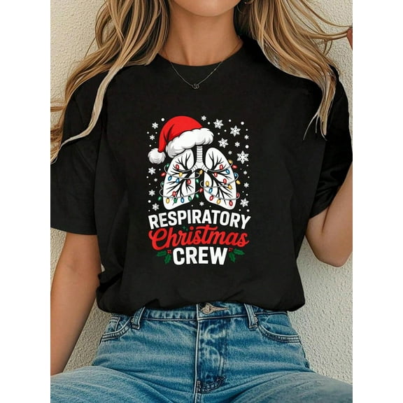 Women Cotton Tshirt Respiratory Therapist Christmas RT Therapy Lungs Xmas T-Shirt Comfort Tshirt Women