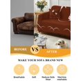 thumbnail image 5 of Brown Modern Sofa Covers for 2-3 Cushion Couch L-Shaped Sectional, Farmhouse Rabbit Abstract Art Washable Sofa Covers Slipcover for Living Room Furniture, Couch Cover Blanket 71"x134", 5 of 9