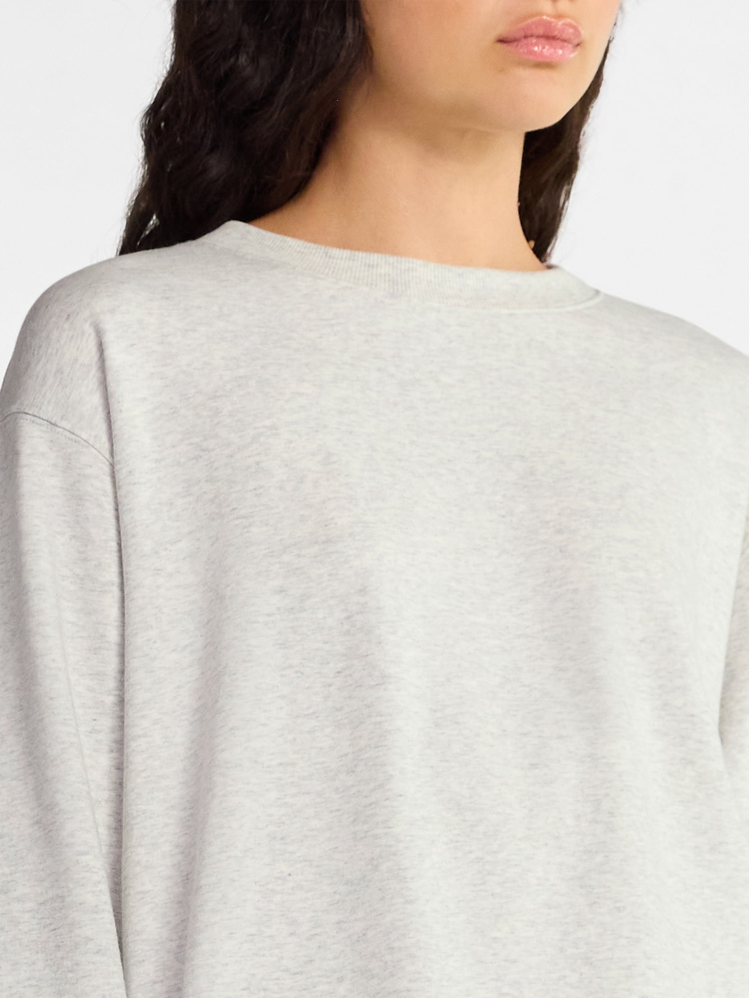 No Boundaries Cozy Sleepwear Crewneck Pullover with Long Sleeves, Women’s and Women's Plus XXS-3X