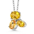 thumbnail image 2 of Gem Stone King 925 Silver and 10K Yellow Gold Yellow Citrine Pendant Necklace for Women (2.50 Cttw, Oval 8X6MM, 7X5MM and 6X4MM, Gemstone November Birthstone, with 18 inch Chain), 2 of 4