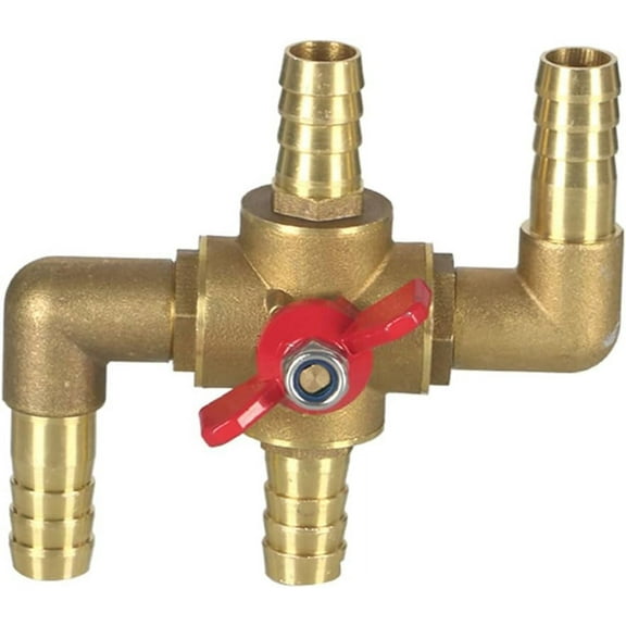 Solid Brass Body Automobile Integrated 4-Way Heating Water Manual Control Valve 5/8” (16mm) OD Barb