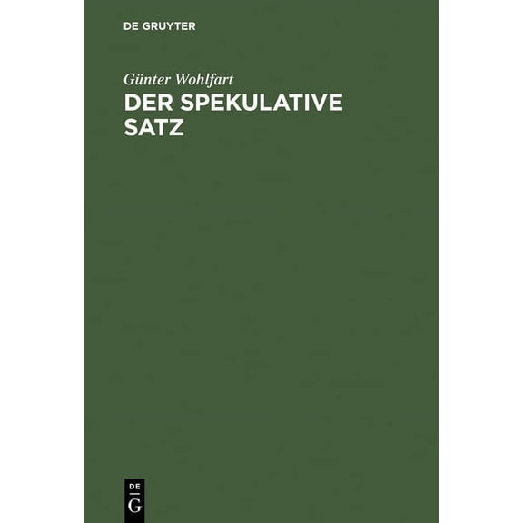 Der spekulative Satz, (Hardcover)