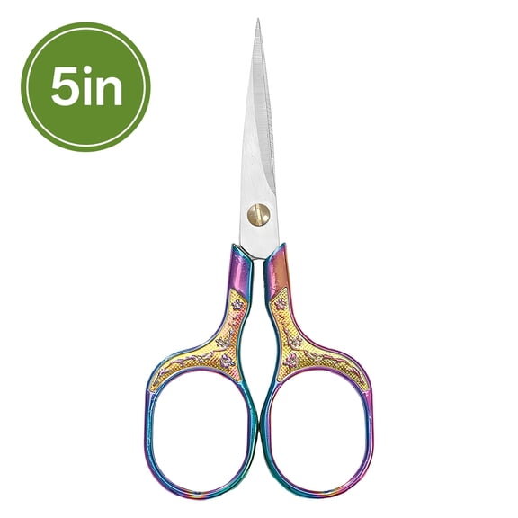 FACEGA Scissors All Purpose,Pointed 5" Adult Scissors,Plum Blossom Relief Mini Scissors,Colorful