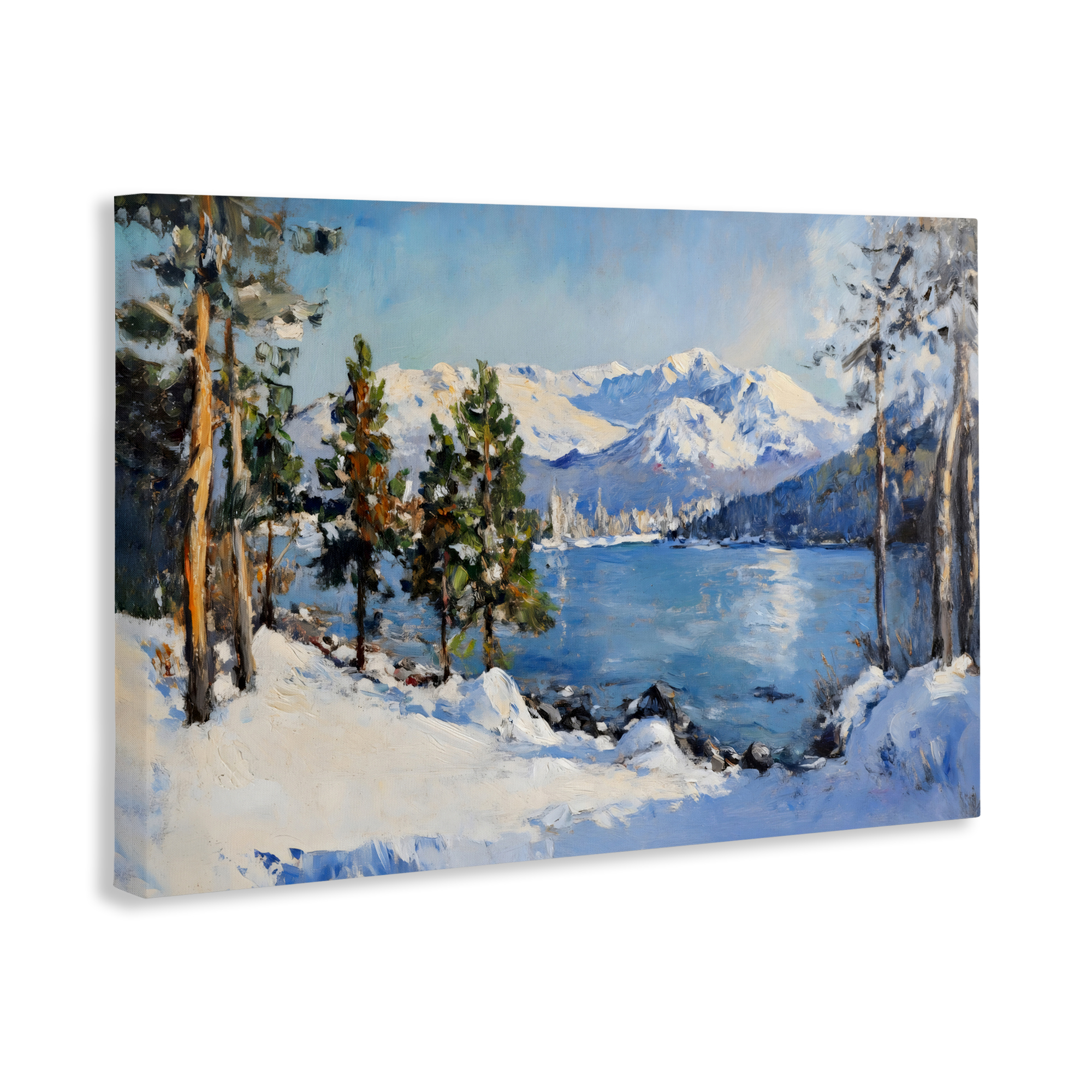 Winter Mountain Lake Canvas Wall Art, design by Petal Prints Design