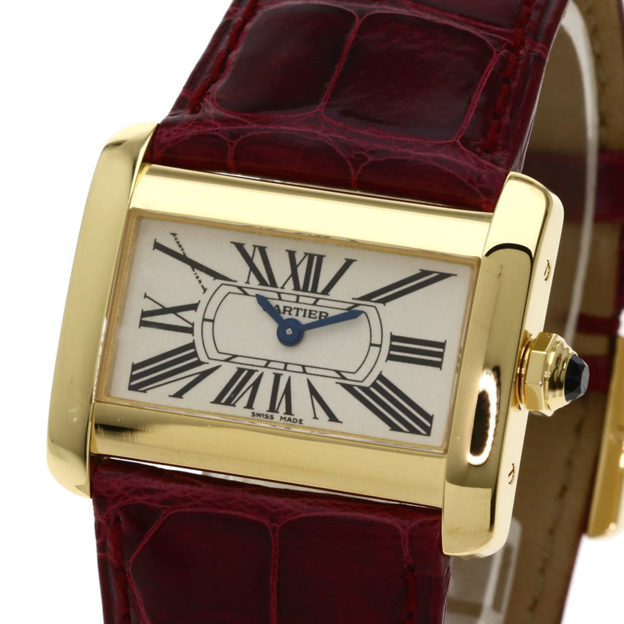 Authenticated Used Cartier W6300356 Mini Tank Divan Watch K18 Yellow Gold  Leather Men's CARTIER