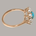 thumbnail image 4 of LBG British Made 9k Rose Gold Natural Turquoise & Cultured Pearl Womens Anniversary Ring - 33 size options - Size 10.25, 4 of 6