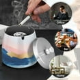 thumbnail image 4 of Yayeee Ashtray with Lid for Cigarette Smokeless Stainless Steel Home Ash Holder, Abstract Painting, 4 of 7