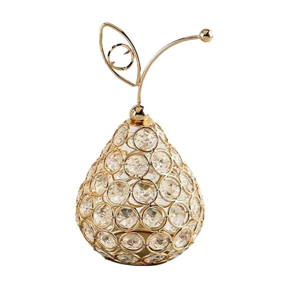 B Sparkly Crystal Beads Ornament Decorative Pear Artificial Fruit Figurine Statue Table Decor For Home Wedding Party Festival