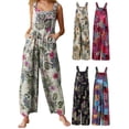 thumbnail image 4 of Mono de mujer con bolsillos, sin mangas, piernas anchas, monos de talla grande, 4 of 8