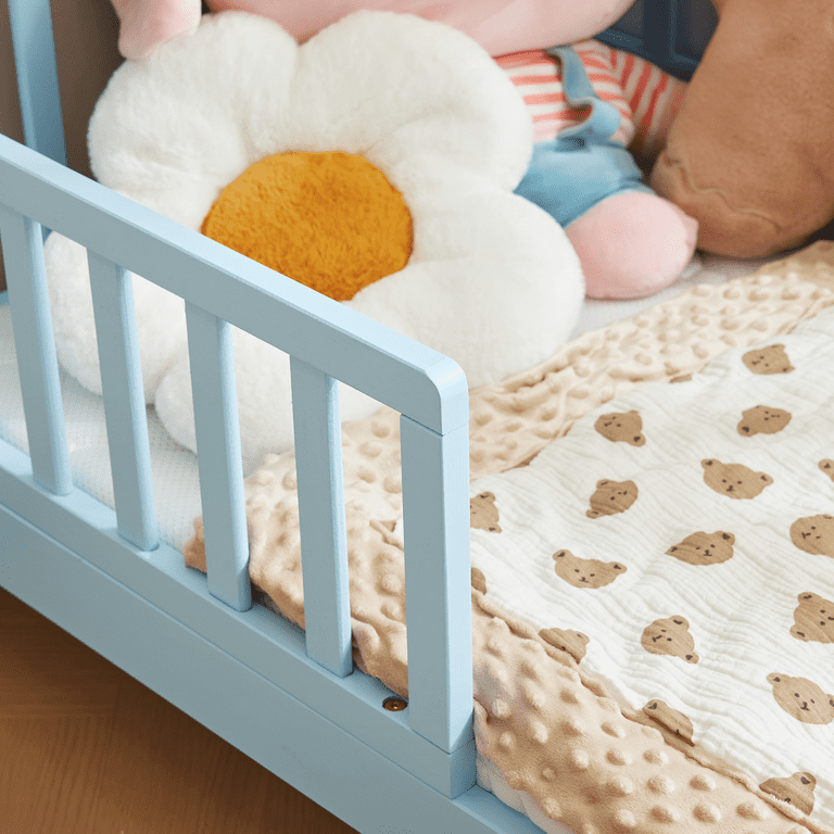 Sesslife 3-In-1 Convertible Crib, Toddler Bed with Locking Wheels