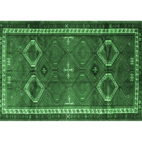 Ahgly Company Indoor Rectangle Persian Emerald Green Traditional Area Rugs, 3' x 5'