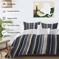 thumbnail image 3 of Blue Brown Duvet Cover Set Queen Size, Stripes 4 Piece Soft Microfiber Bedding Set with 1 Duvet Cover, 1 Flat Sheet, 2 Pillowcases, 3 of 9