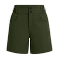 thumbnail image 3 of Miluxas Women's Stretchy High Waist Hiking Cargo Shorts Soft Quick Dry Athletic Workout Wide Leg Shorts with Pockets Ideal for Summer Running Fitness Army Green, 3 of 7