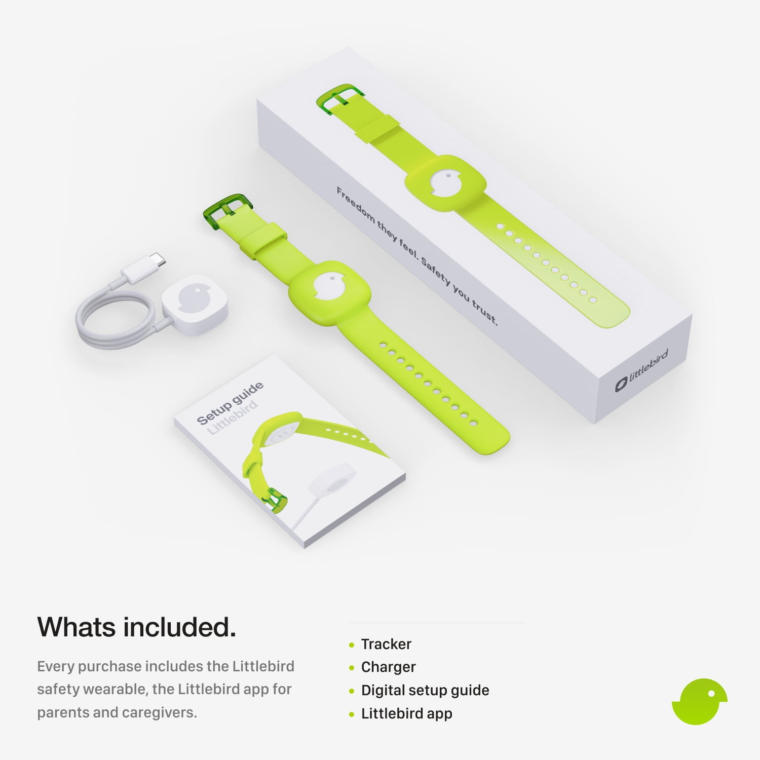 Littlebird Kids Safety Tracker (Screen-Free) | Real-Time Location, Activity Insights & Alerts | No Phone Required | AI-Powered Family Safety Wearable